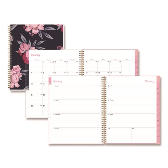 Mimi Pink Weekly/Monthly Planner, Floral Artwork, 11 x 8.5, Pink/Blue/Rose Cover, 12-Month (Jan to Dec): 20261