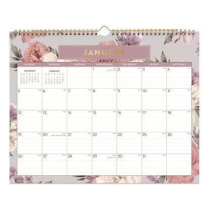 Tula Monthly Wall Calendar, Floral Artwork, 15 x 12, White/Multicolor Sheets, 12-Month (Jan to Dec): 20261