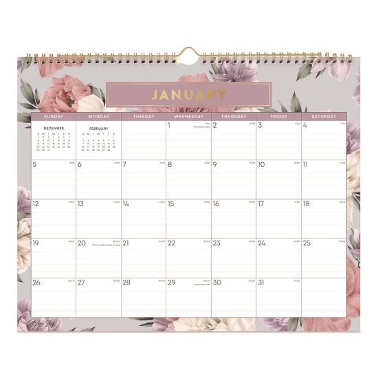 Tula Monthly Wall Calendar, Floral Artwork, 15 x 12, White/Multicolor Sheets, 12-Month (Jan to Dec): 20261
