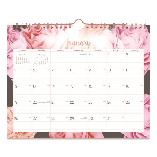 Joselyn Monthly Wall Calendar, Floral Artwork, 11 x 8.75, White/Multicolor Sheets, 12-Month (Jan to Dec): 20261