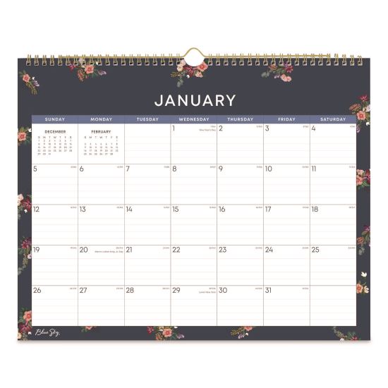 Ashlyn Monthly Wall Calendar, Floral Artwork, 15 x 12, White/Blue/Pink Sheets, 12-Month (Jan to Dec): 20261