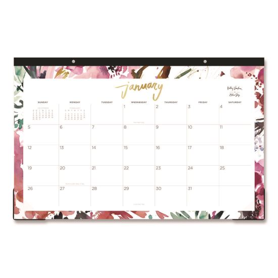 Kelly Ventura Magenta Bloom Desk Pad Calendar, 17 x 11, Floral Artwork, White/Multicolor Sheets, 12-Month (Jan to Dec): 20261