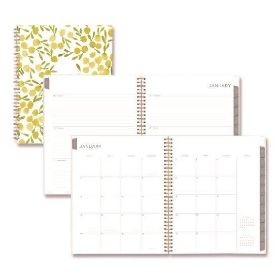 Mimosa Weekly/Monthly Planner, 11 x 8.5, Floral Artwork, Yellow/Green/White Cover, 12-Month (Jan to Dec): 20261