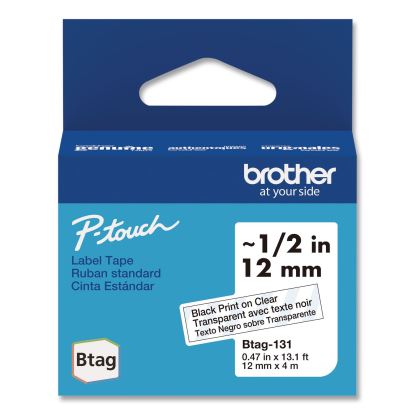 Genuine P-Touch BTAG Label Tapes, 0.47" x 13.1 ft, Black on Clear1