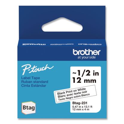 Genuine P-Touch BTAG Label Tapes, 0.47" x 13.1 ft, Black on White1