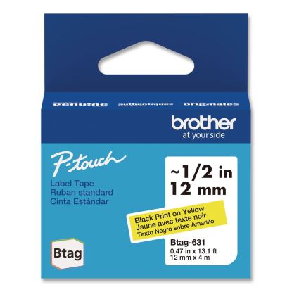 Genuine P-Touch BTAG Label Tapes, 0.47" x 13.1 ft, Black on Yellow1