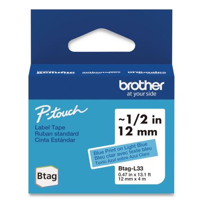 Genuine P-Touch BTAG Label Tapes, 0.47" x 13.1 ft, Blue on Light Blue1