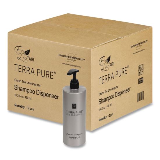 Terra Pure Shampoo Air Pump, Green Tea Lemongrass, 16.23 oz Bottle, 12/Carton1