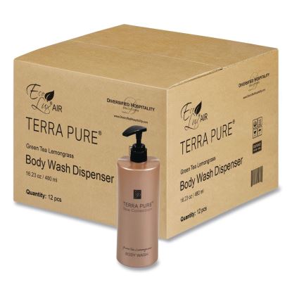 Terra Pure Body Wash Air Pump, Green Tea Lemongrass, 16.23 oz Bottle, 12/Carton1