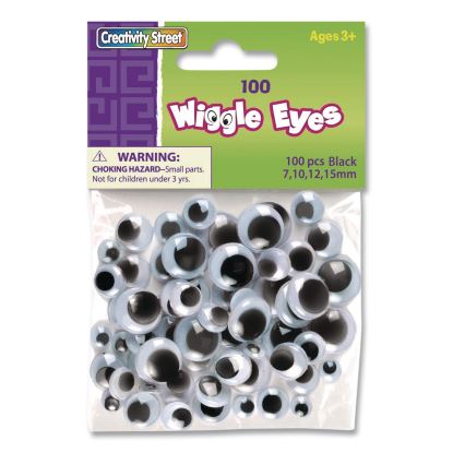Wiggle Eyes Assortment, 0.27", 0.39", 0.47", 0.59", Black, 100/Pack1