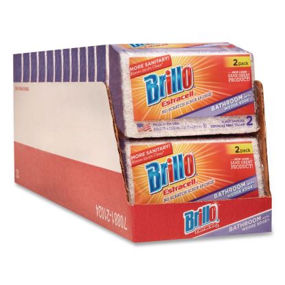 Estracell Bathroom Sponge, 4.5 x 2.75, 1.12" Thick, Purple/White, 2 Sponges/Pack, 12 Packs/Carton1