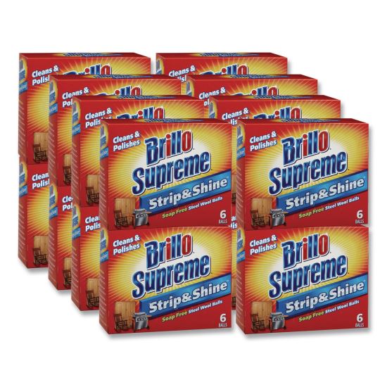 Strip and Shine Steel Wool Balls, 2.5 x 2, Gray, 6 Balls/Box, 24 Boxes/Carton1