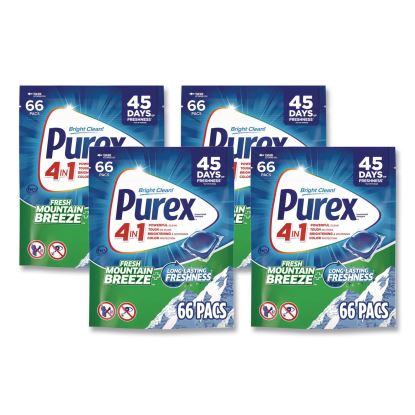 4-in-1 Laundry Detergent Pacs, 66 Pods/Bag, 4 Bags/Carton1