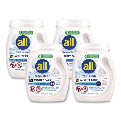 MIGHTY PACS Free Clear Laundry Detergent, 60 Pods/Tub, 4 Tubs/Carton1