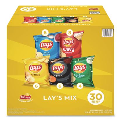 Potato Chip Variety Mix, Assorted Flavors, 1.5 oz Bag, 30 Bags/Carton1