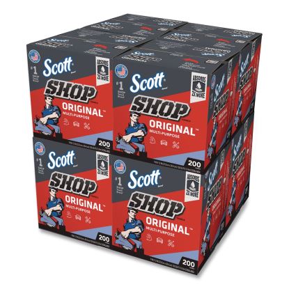 Shop Towels Original, 1-Ply, 9 x 12, Unscented, Blue, 200/Box1