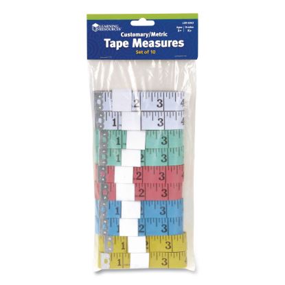 Standard/Metric Tape Measure, 60" Long, Assorted Colors, Plastic, 10 Tape Measures1