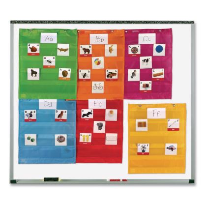 Magnetic Pocket Chart Squares, Classroom/Teacher Organizer Set, 7 Pockets, Assorted Colors, Set of 61