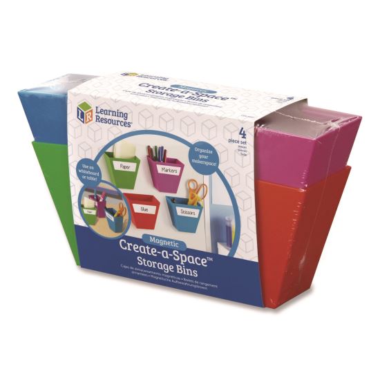Magnetic Create-a-Space Storage Bins, 2" x 3.75" Assorted Colors, 4 Bins1