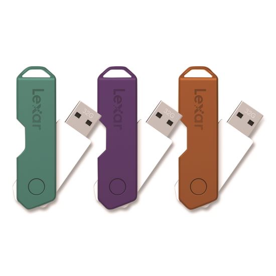 Twist Turn2 USB 2.0 Flash Drive, 32 GB, Orange/Purple/Teal, 3/Pack1