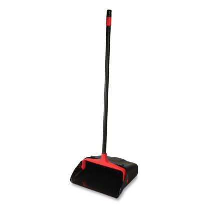 Maxi-Plus Lobby Dust Pan with Rear Wheels, 13 x 35, 30" Handle, Plastic, Black, 6/Carton1