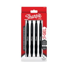 S-Gel Premium Metal Barrel Gel Pen, Retractable, Medium 0.7 mm, Black Ink, Black Barrel, 4/Pack1