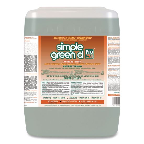 d Pro 3 Plus Antibacterial Concentrate, Herbal Scent, 5 gal Pail1