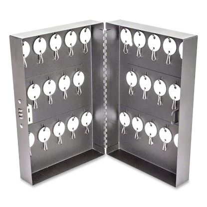Combination Lockable Key Cabinet, 28-Key, 7.75 w x 3.25 d x 11.5 h, Metal, Gray1