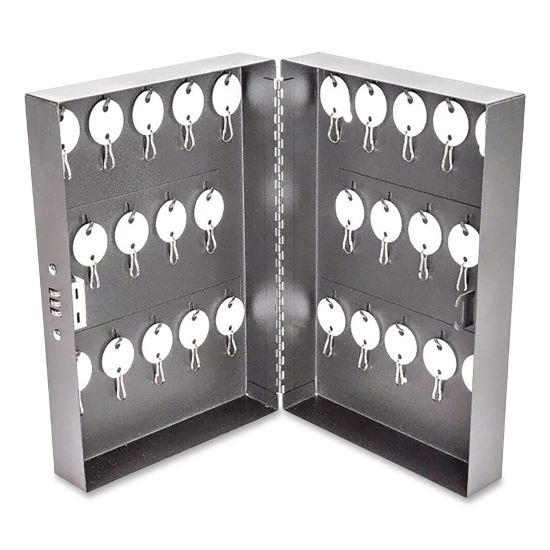 Combination Lockable Key Cabinet, 28-Key, 7.75 w x 3.25 d x 11.5 h, Metal, Gray1