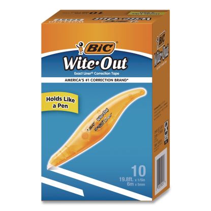 Wite-Out Brand Exact Liner Correction Tape, Non-Refillable, 0.2" x 19.8 ft, White Tape, Translucent Orange Dispenser, 10/Box1
