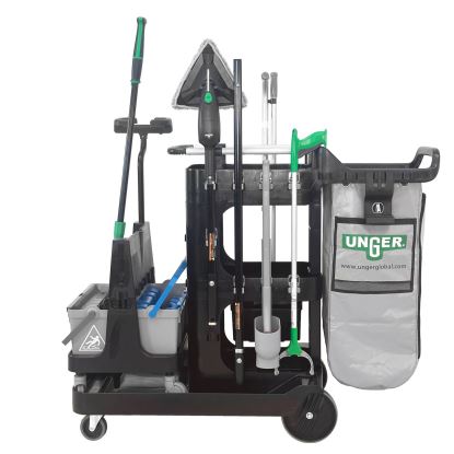 DeepCleanRx Janitorial Carts, Plastic, 3 Shelves, 24 x 26 x 26, Black1