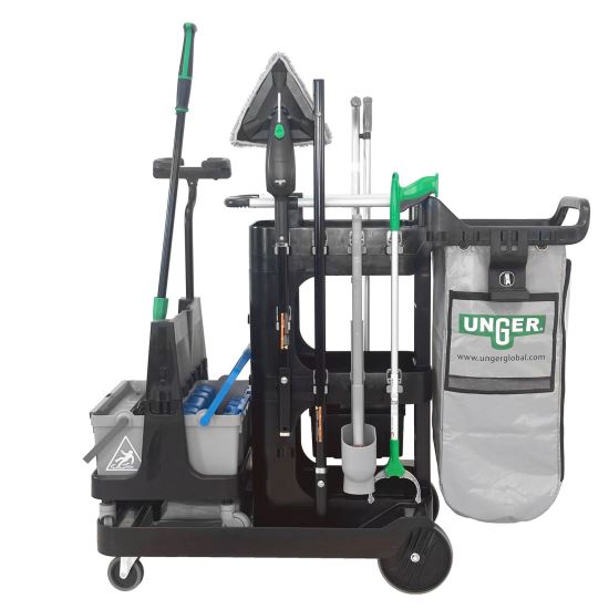 DeepCleanRx Janitorial Carts, Plastic, 3 Shelves, 24 x 26 x 26, Black1