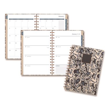 Elizabeth Weekly/Monthly Planner, 8.5 x 5.5, Floral Artwork, Blue Cover, 12-Month (Jan-Dec): 20261