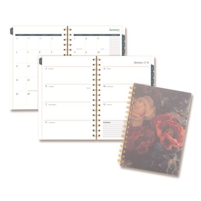 Midnight Garden Weekly/Monthly Planner, 8.5 x 5.5, Floral Artwork, Black/Pink/Green Cover, 12-Month (Jan-Dec): 20261