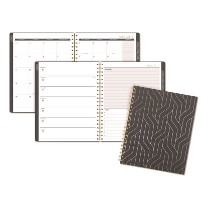 Hera Weekly Monthly Planner, Wavy Lines, 11 x 8.5, Black/Gold Cover, 12-Month (Jan to Dec): 20261