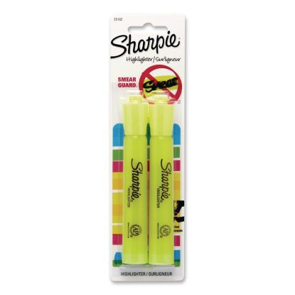 Tank Style Highlighters, Fluorescent Yellow Ink, Chisel Tip, Yellow Barrel, 2/Pack1