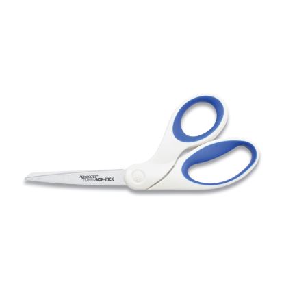 Non-Stick Titanium Bonded Scissors, 8" Long, 3.25" Cut Length, Crane-Style White/Blue Handle1