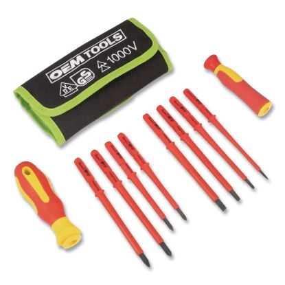 Insulated 10-Piece Interchangeable Bit Screwdriver Set, Metric Phillips and Slotted Blade Bits, Orange/Yellow Handle1