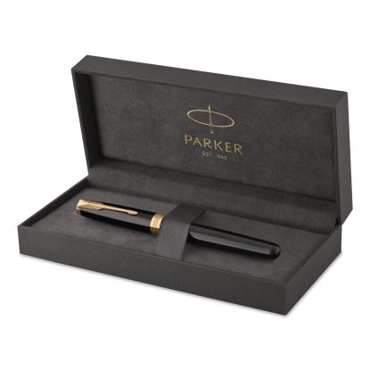 Sonnet Fountain Pen, with Gift Box, Medium 1 mm, Black Ink, Black/Gold Barrel1