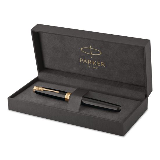 Sonnet Fountain Pen, with Gift Box, Medium 1 mm, Black Ink, Black/Gold Barrel1