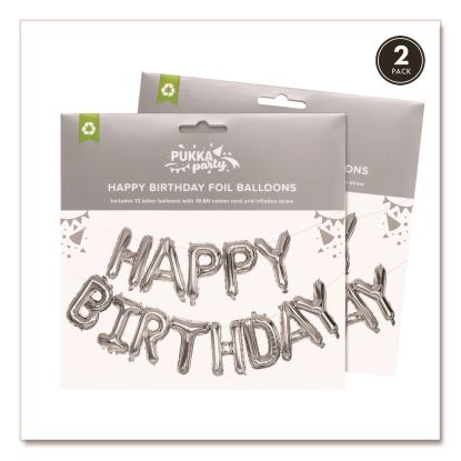 Happy Birthday Balloon Garland with 13 Letter Balloons, 19.6 ft Cotton Cord, Inflation Straw, 2/Box1