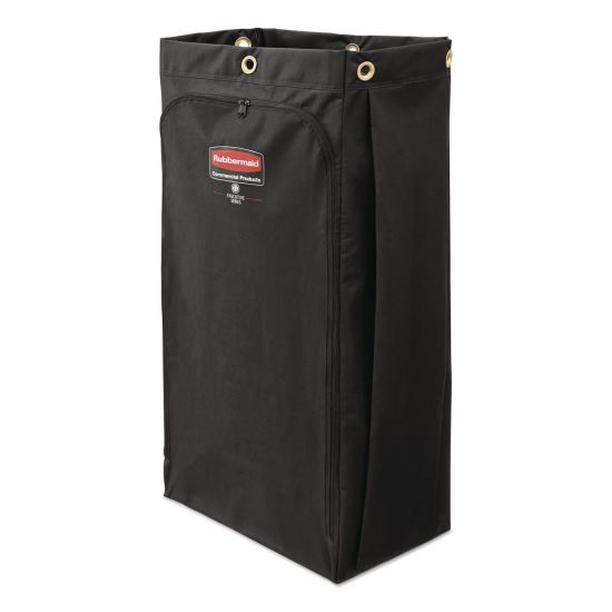 Fabric Cleaning Cart Bag for Rubbermaid Commercial Housekeeping and Janitorial Carts, 30 gal, 10.5 x 16.8 x 33, Black, 4/CT1