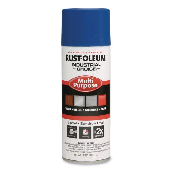 Industrial Choice 1600 System Multi-Purpose Enamel Spray Paint, Gloss Blue, 12 oz Aerosol Can, 6/Carton1