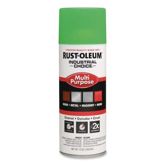 Industrial Choice 1600 System Multi-Purpose Enamel Spray Paint, Flat Green, 12 oz Aerosol Can, 6/Carton1