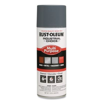 Industrial Choice 1600 System Multi-Purpose Enamel Spray Paint, Gloss Universal Gray, 12 oz Aerosol Can, 6/Carton1