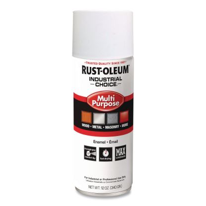 Industrial Choice 1600 System Multi-Purpose Enamel Spray Paint, Flat White, 12 oz Aerosol Can, 6/Carton1