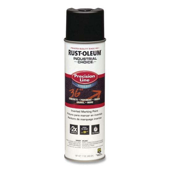 Industrial Choice M1800 System Water-Based Precision Line Marking Paint, Gloss Black, 17 oz Aerosol Can, 12/Carton1