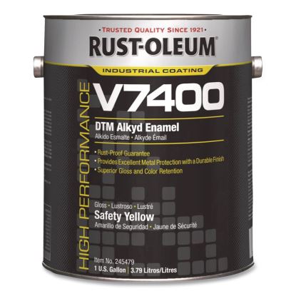 High Performance V7400 System 340 Low VOC DTM Alkyd Enamel Paint, Gloss Safety Yellow, 1 gal Bucket/Pail, 2/Carton1