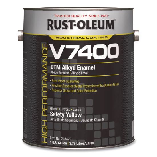 High Performance V7400 System 340 Low VOC DTM Alkyd Enamel Paint, Gloss Safety Yellow, 1 gal Bucket/Pail, 2/Carton1