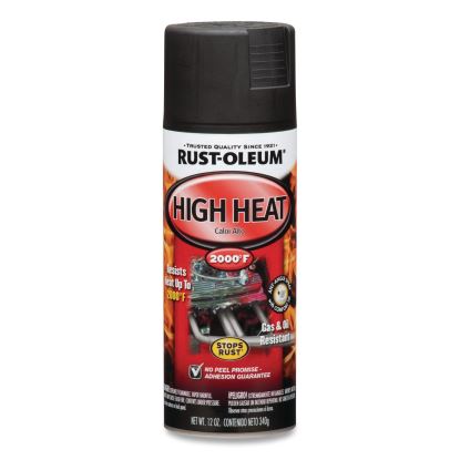 Automotive High Heat Enamel Spray Paint, Flat Black, 12 oz Aerosol Can, 6/Carton1